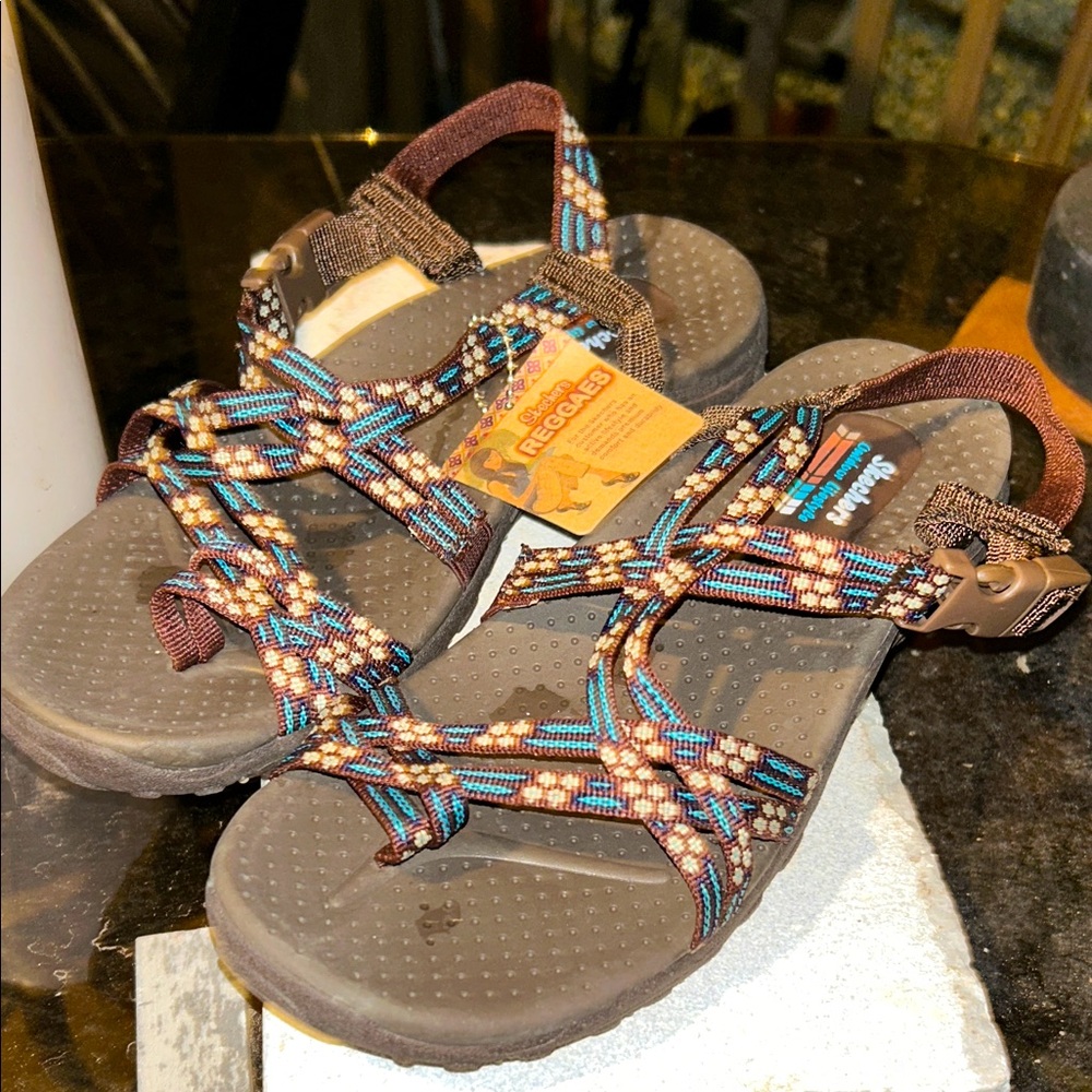 Skechers Brown and Blue Women's Sandals